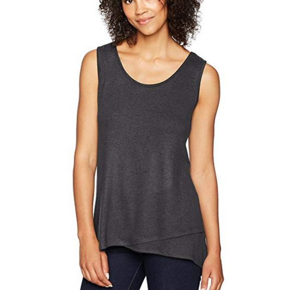 Tribal Asymmetrical Hem Tank Top Black S